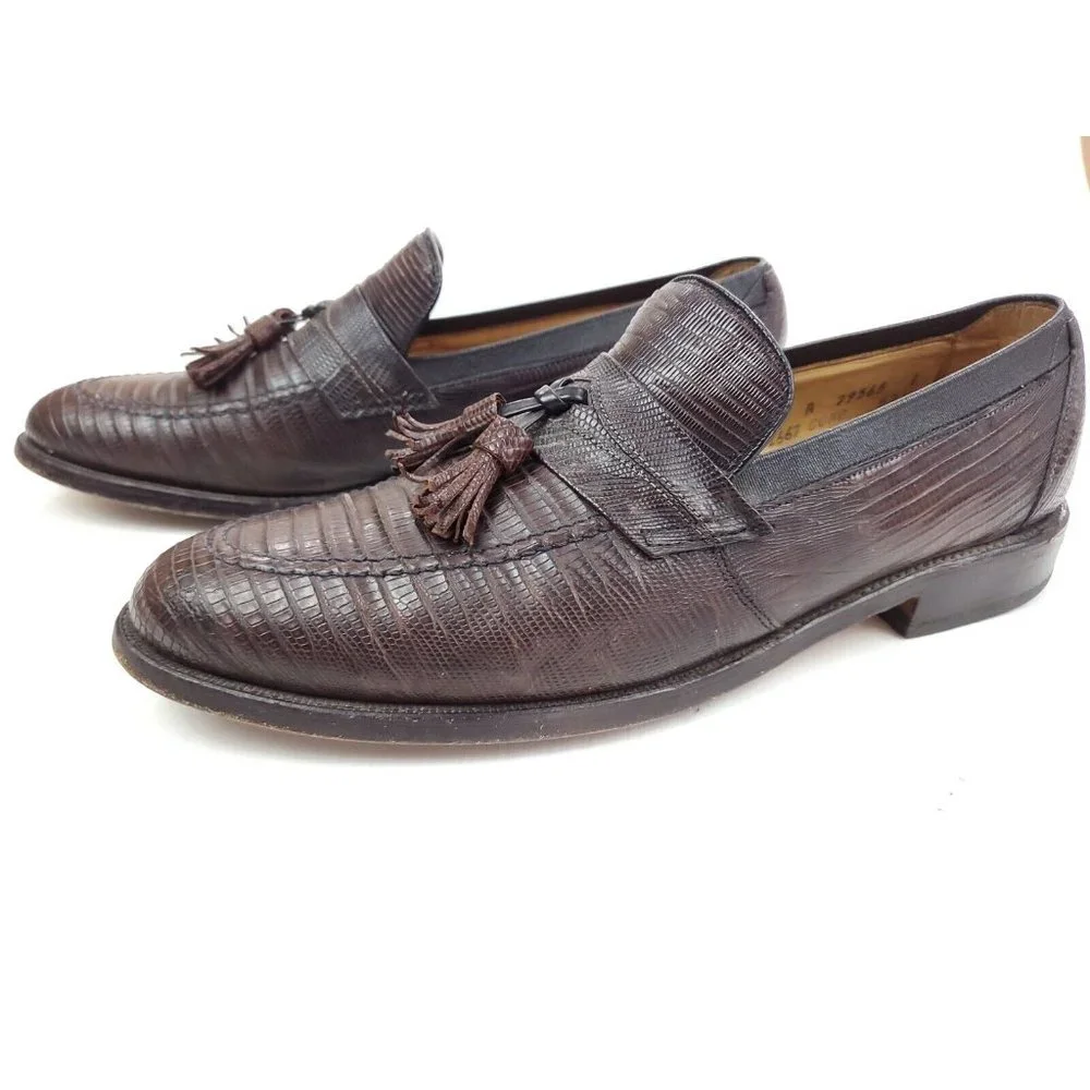 ALLEN EDMONDS Lizard Leather Clayton Tassel Loafer Brown Size 9.5 A $700